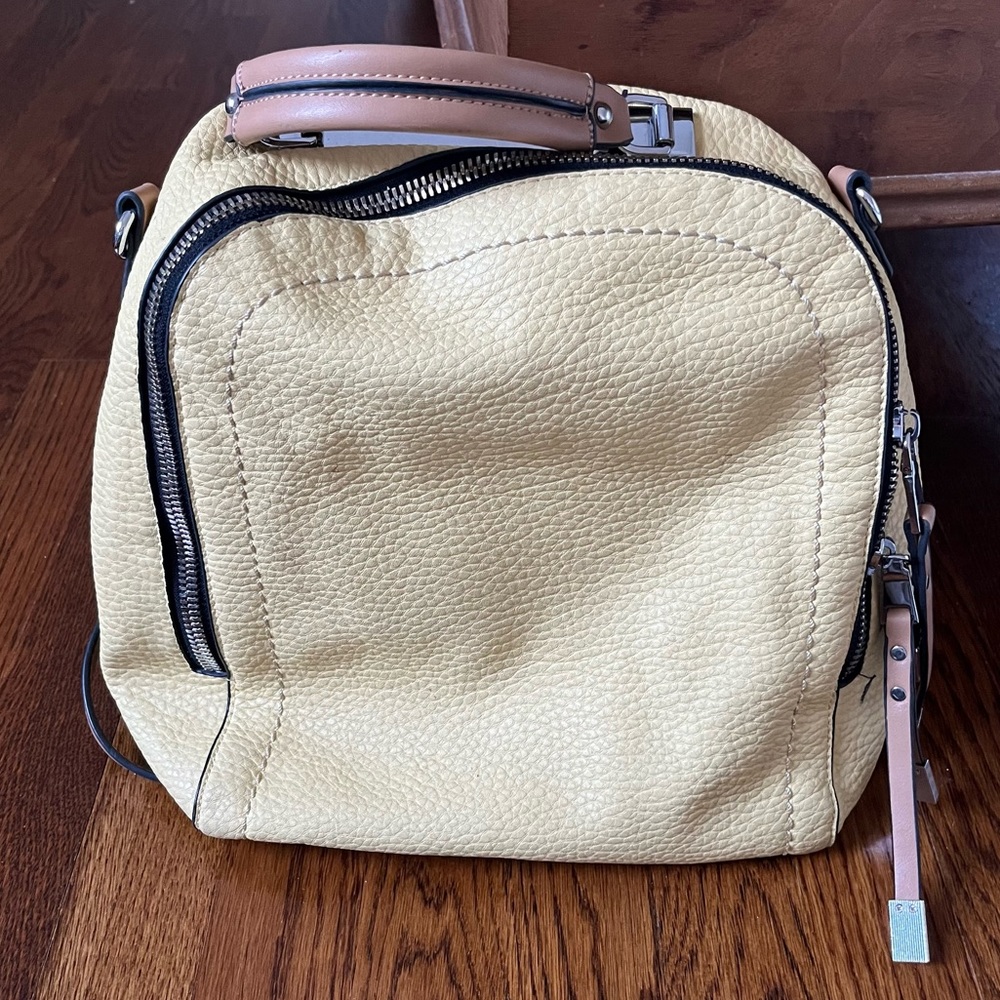 Vintage Yellow Leather Purse With Straps